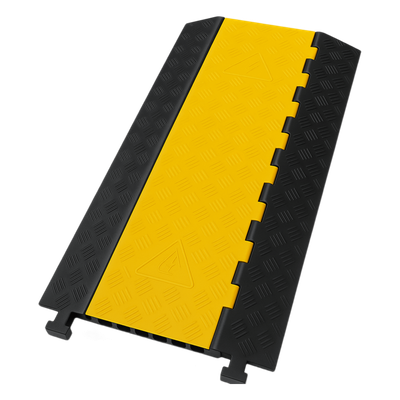 ACCESSPRO - Protector de Cable / 3 Canales 56x55 mm / Carga 6.1 Toneladas / 90 cm (2.95 ft) Largo / Hule y Plástico / Amarillo-Negro
