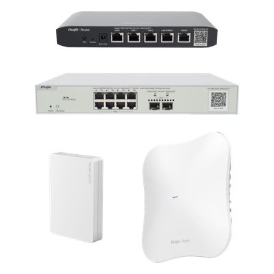 RUIJIE - Kit Demo WiFi 7 / 30 Gbps / 100 Usuarios Concurrentes / 600 Mbps Throughput / PoE+ / Dual ISP