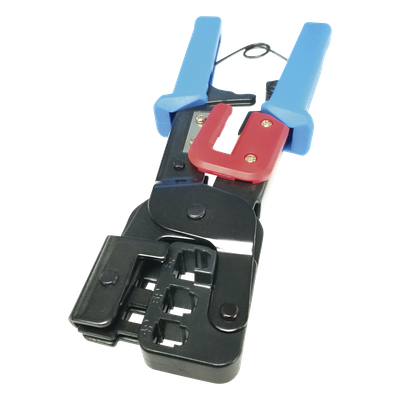 EPCOM POWERLINE - Pinza para Plegar Conectores con Cavidades para RJ45 (8P8C), RJ11 (6P4C) y RJ9 (4P4C). Mecanismo para Plegado Asegurado.