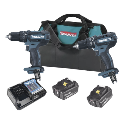 MAKITA - Kit Taladro Percutor + Llave de Impacto / 18V / 2 Baterías 3Ah / Motor BL / 210 Nm / 1/2"