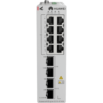 HUAWEI - Switch Industrial eKit / 8 Puertos Gigabit + 2 SFP + 2 SFP+ / Montaje en Riel DIN / Fuente Redundante 1+1 : 9.6 a 50 VCD / Libre de licenciamiento / Gestión gratuita desde la Nube