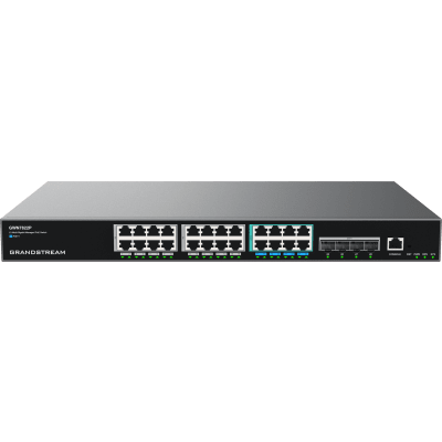 GRANDSTREAM - Switch PoE Multigigabit Capa 3 / 24 Puertos Ethernet PoE (16x 1G, 8x 2.5G)/ 4 Puertos SFP+ / PoE++ Dinámico / IPv6 e IPv4 / VLAN Avanzada / QoS / Stacking hasta 4 Dispositivos / Administración Web y CLI