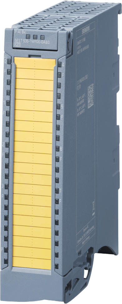 SIEMENS - Módulo Analógico Seguro / F-AI 8xI 0(4)..20 mA PROFIsafe / SIL 3 IEC 61508 / PL e Cat. 4 ISO 13849-1 / 16-bit Sigma Delta / HART Compatible / 35 mm Ancho