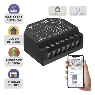 EZVIZ - Relevador Wi-Fi Inteligente / 2 Salidas para Apagadores / Control de Iluminación / Registro de Consumo / 100-240 VCA