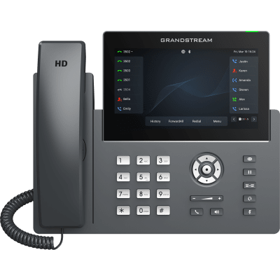 GRANDSTREAM - Teléfono IP Wi-Fi, Grado Operador, 12 líneas SIP con 6 cuentas, pantalla táctil  7", puertos Gigabit, Bluetooth, PoE, codec Opus, IPV4/IPV6 con gestión en la nube GDMS