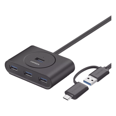 UGREEN - HUB USB 3.0 / 4 Puertos USB-A / 5Gbps / Cable 25cm (0.82ft) / USB-C y USB-A / Micro USB Power