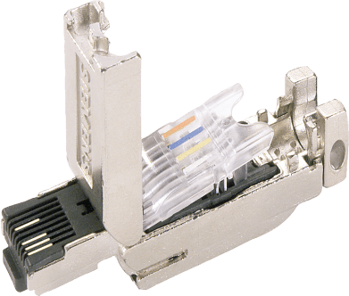 SIEMENS - Conector RJ45 / FastConnect / 180° / 10/100 Mbit/s / 4 Hilos / Metal / IP20 / 10 Reusos / PoE / PoE+