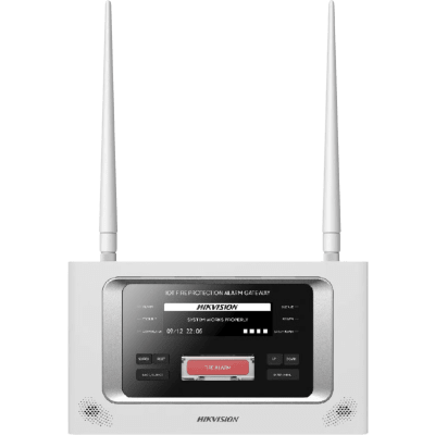 HIKVISION - (HikFire) Panel Inalámbrico de Detección de Incendio (Gateway LoRa) / Pantalla LCD Táctil / Comunicación hasta 2 km / Gestión de 128 Dispositivos / Encriptación AES128 / Integración a HikCentral Professiona