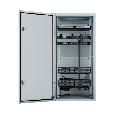 PANDUIT - Gabinete Industrial Preconfigurado de Montaje en Pared, Fabricado en Acero Bajo en Carbono, Protección NEMA 4/12 IP66, de 26 UR, Color Gris