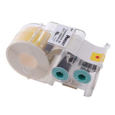 PANDUIT - Casete de Etiquetas de Vinilo de Cinta Continua, Color Negro Sobre Amarillo, Uso Interior/Exterior, 25.4 mm de Ancho x 7.6 Metros de Largo (24.93 Pies)