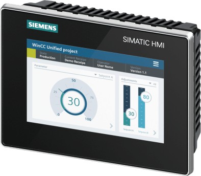 SIEMENS - Panel HMI SIMATIC MTP700 Unified Comfort / 7" Pantalla TFT Touch / 16 Millones Colores / PROFINET / IP65 Frontal / 4 USB / 2 SD Card / WinCC Unified V16