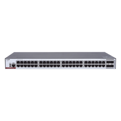 RUIJIE - Switch Administrable Capa 3 / 48 Puertos Gigabit / 4 SFP+ 10Gb / Stack VSU 4 Miembros / Conmutación 176 Gbps / Gestión en la Nube