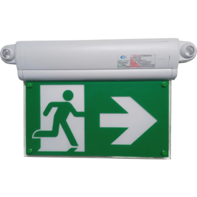 SFIRE - Letrero de Salida con Luz de Emergencia / Borde Iluminado con LEDs Blancos / Pictograma Intercambiable / Montaje Pared-Techo-Lateral / 2 Horas Autonomía
