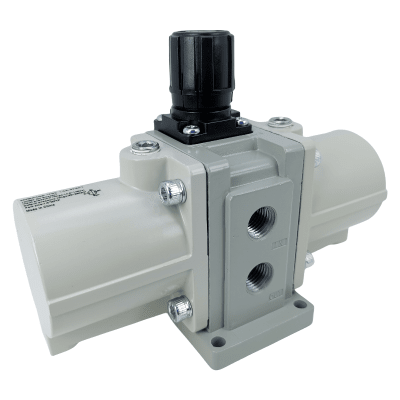TITAN-AUTOMATION - Booster de Aire con Válvula de Alivio / Operación por Perilla / Puerto 1/4" / Rango de Entrada 14.5-150 psi / Rango de Salida 29-300 psi / Flujo Máximo 230 L/min