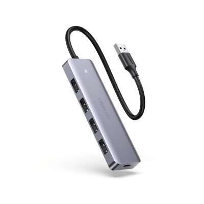 UGREEN - Hub USB 3.0 / Conversor USB-A a 4x USB-A 3.0 / 5 Gbps / Puerto Tipo-C para Alimentación / Protección Sobrecorriente y Cortocircuito / Compatible Windows Linux MAC OS
