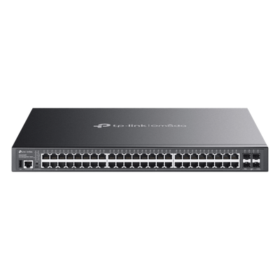 TP-LINK - Switch Lite L3 Gestionable Apilable / 48 Puertos Gigabit PoE++ / 4 Slots 10G SFP+ / Presupuesto PoE 770W / Fast PoE y Perpetual PoE / Apilamiento Físico de 4 Unidades / L3: RIP, OSPF, VRRP / Gestión Cloud Omada SDN