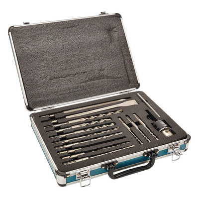 MAKITA - Juego de Brocas, Cinceles y Broquero SDS Plus / 14 Piezas / Medidas 5/32'' a 5/8'' / Longitudes 4-1/4'' a 10''