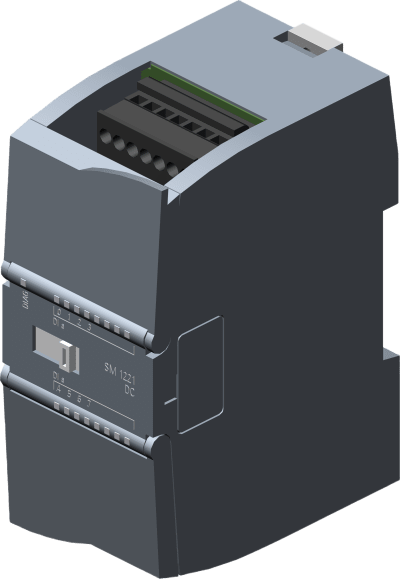 SIEMENS - Módulo Digital de Entrada SM 1221 / 8 Entradas DI 24V DC / Sink-Source / IP20 / 45x100x75 mm / Aprobaciones Globales / Potencial de Calentamiento Global 123 kg CO2 eq