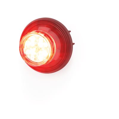 ECCO - Estrobo LED Oculto / 12 LEDs / Rojo/Claro / Lente Transparente / Bisel Negro / 12-24 V DC