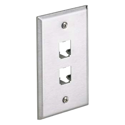 PANDUIT - Placa de Pared Vertical / Acero Inoxidable Grado 304 / 2 Puertos Mini-Com / 2.75 x 4.5 pulgadas