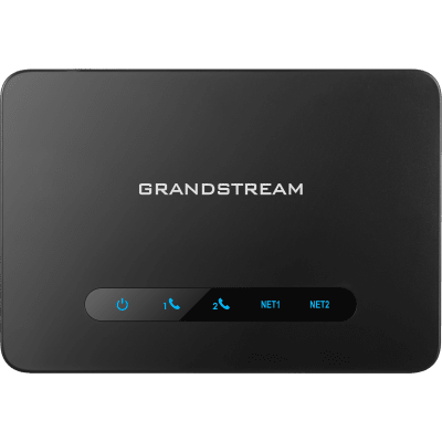 GRANDSTREAM - Adaptador de Teléfono Analógico ATA 2 Puertos FXS (Conectar Teléfono Análogo) con Router NAT Gigabit / Compatible SIP / Cifrado AES Reforzado / Calidad de Voz HD / Soporta Fax T.38 / Router NAT Alto Rendimiento