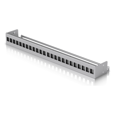 UBIQUITI - Panel Patch Keystone / 24 Puertos / 1U Rack 19" / Barra Gestión Cables / Acero SPCC / 17.4 x 2.5 x 1.7'