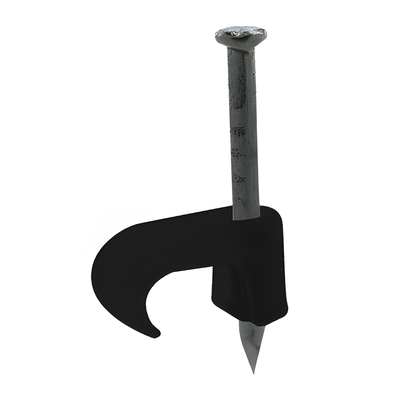 THORSMAN - Grapa para cable plano / 5mm / Clavo integrado 25mm / 100 piezas / Polipropileno negro / -10°C a +120°C