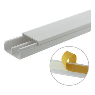 THORSMAN - Canaleta PVC / 20 x 10 mm / División Interna / 1.83 m (6 ft) / Auto-extinguible / Cinta Adhesiva / NOM-001-SEDE