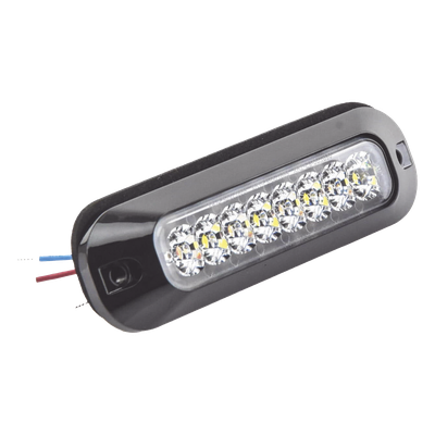 ECCO - Luz Auxiliar LED / 4 LEDs Ultra Brillantes / 21 Patrones de Destello / 12-24 VCC / SAE J595 Clase I / Mica de Policarbonato Transparente