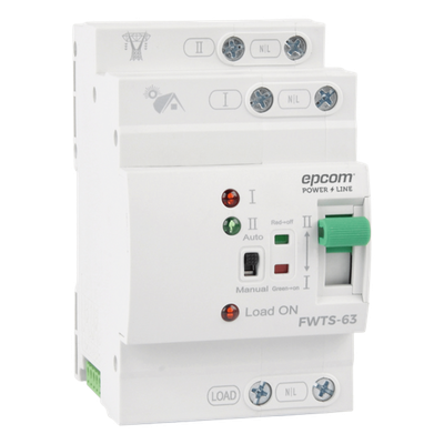 EPCOM POWERLINE - Interruptor de Transferencia Automática / 110 VCA / 63 A / Conmutación 20 ms / Doble Entrada / Protección Industrial