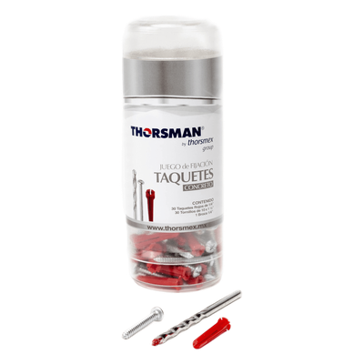 THORSMAN - Kit de Fijación para Concreto / Doble Expansión Multidireccional / Carga 60 kg / 30 Taquetes 1/4" / Rango Térmico -50°C a +80°C