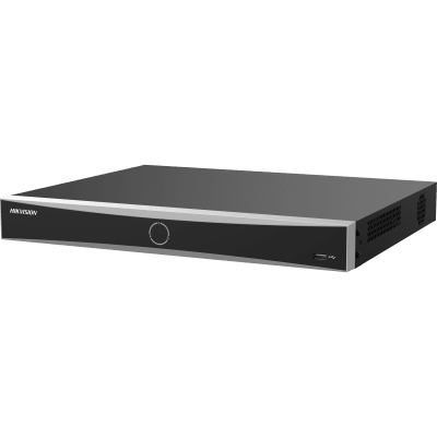 HIKVISION - [Acusearch] NVR 12 Megapixel (4K) / 16 canales IP / AcuSense (Evita Falsas Alarmas) / Reconocimiento Facial / 2 Bahías de Disco Duro / HDMI en 4K / Sin Puertos PoE+ / Alarmas I/O