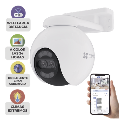 EZVIZ - Cámara PT IP / 4K Ultra HD / Panorámica 360° / Visión Nocturna Color 30 m (98.4 ft) / Lente Dual / Wi-Fi / IP65