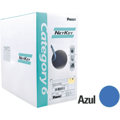 PANDUIT - Bobina de Cable UTP 305 Metros (1000 Pies) de Cobre, NetKey, Reelex, Azul, Categoría 6 (24 AWG), 1000Mbps, PVC (CM), de 4 Pares