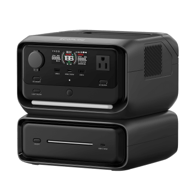 ECOFLOW - EcoFlow River 3 Plus | Estación de Energía Portátil 572Wh Litio LFP / 4 AC 800W (Max. 1600W) / 1 USB-C 100W / 3 USB -A 12W / Cargador de Coche 10A, 126W Max. / Conectividad WiFi y Bluetooth (App) / Carga Solar 220W Max.