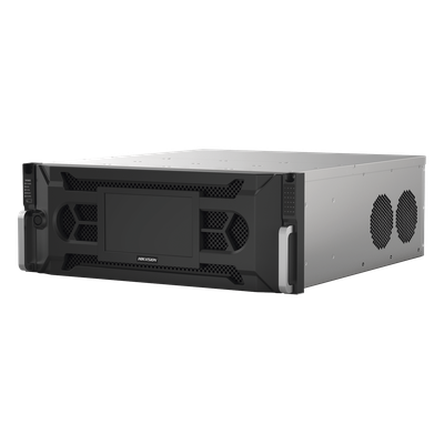 HIKVISION - NVR IP / 128 Canales / 12 Megapixel (4K) / 24 Bahías HDD / Throughput 512 Mbps / RAID Hot Swap / Reconocimiento Facial 500,000 Rostros