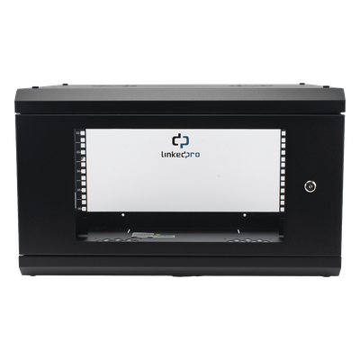 LINKEDPRO - Gabinete de Pared / 6U Rack 19'' / 455mm Profundidad / 1.49 ft / Cristal Templado / Acero Reforzado