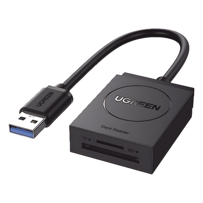 UGREEN - Lector de Tarjetas USB-A 3.0 / Dual Slot SD y MicroSD / 5 Gbps / Hasta 2 TB / Cable 15 cm (5.9 in)