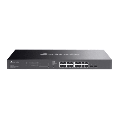 TP-LINK - Switch Omada SDN Administrable / 16 puertos Gigabit y 2 puertos SFP / Funciones sFlow, QinQ y QoS / Administración centralizada OMADA