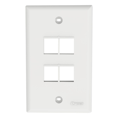 PANDUIT - Placa de Pared Vertical / 4 Puertos Keystone / Montaje Vertical / 69.8 x 114.3 mm / 2.75 x 4.5 pulg. / ABS / Blanco