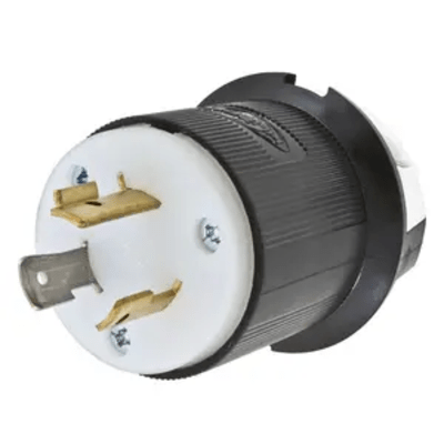 HUBBELL - Clavija Industrial con Bloqueo de Media Vuelta / 20 A 277 V CA / 2 Polos 3 Hilos / Color Blanco y Negro / Nema L7-20P