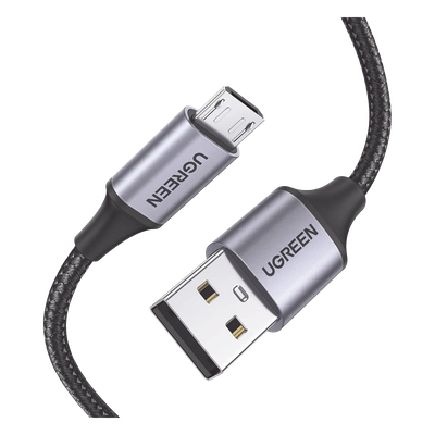 UGREEN - Cable USB-A a Micro USB / 1 Metro (3.28 Pies) / Carga Rápida 18W / QC 3.0/2.0 / Transferencia 480 Mbps / Nylon Trenzado / Aluminio