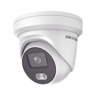 HIKVISION - Turret IP 8 Megapixel / Imagen a Color 24/7 / Lente 2.8 mm / Luz Blanca 30 mts / WDR 130 dB / Exterior IP67 / Micrófono Integrado / Captura Facial / Videoanaliticos (Filtro de Falsas Alarmas) / Metal / MicroSD / ACUSEARCH