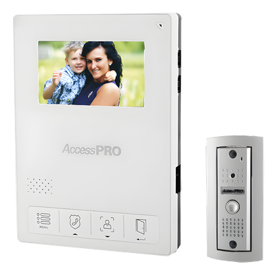 ACCESSPRO - Kit de Videoportero / Frente de Calle Antivandalismo Metálico / Cámara 900TVL 0.1 Lux / Monitor LCD 4.3" / Control de Apertura / 2 Monitores Simultáneos
