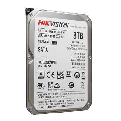 HIKVISION - Disco Duro Empresarial / 8 TB / 7200 RPM / Interfaz SATA 6 Gb/s / Búfer de 512 MB / Diseñado para Operación 24/7 / Transferencia de 550 TB por Año