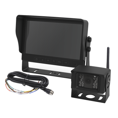 ECCO - Cámara de Reversa Inalámbrica / Monitor LCD 7" / Visión Nocturna IR 18 LEDs / IP69K / Expandible a 4 Cámaras