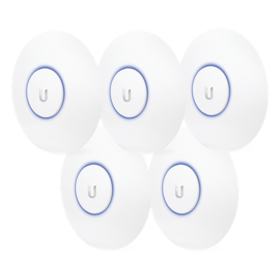 UBIQUITI - Paquete de 5 Access Point UniFi, doble banda 802.11ac, MIMO 2X2, soporta 100 clientes, hasta 867 Mbps, para interior, PoE 802.3af.