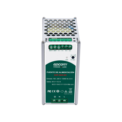 EPCOM POWERLINE - Fuente de Alimentación Industrial  | Tipo DIN RIEL  | 48 VCC  | 5 A | Capacidad de baterías de respaldo