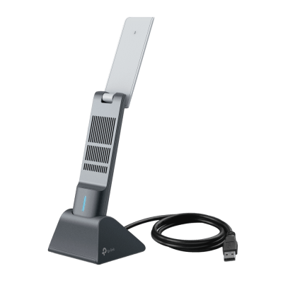 TP-LINK - Adaptador USB Wireless Wi-Fi 6 / AX3000 (2402 Mbps + 574 Mbps) / Antenas de Alta Ganancia / USB 3.0 / Baja Latencia Gaming / WPA3 / Cuna Desmontable con Cable 1.2 m (3.9 ft)