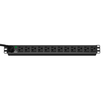 PANDUIT - PDU ES2P Básico para Distribución de Energía, Enchufe de Entrada NEMA 5-20P, Con 12 Contactos NEMA 5-20R, Instalación Horizontal de 19in, 1UR, 20 Amp, 120 Vca